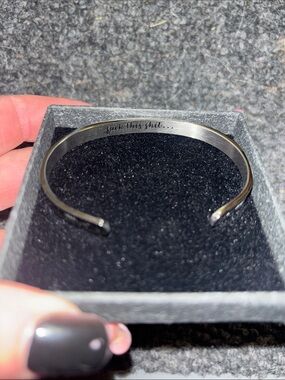 Engraved Stainless Steel Cuff Bracelet - best friend gift - Silver